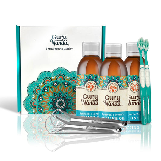 GuruNanda Original Oil Pulling Mouthwash 3-pack box packaging
