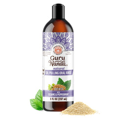 GuruNanda Sesame Mint Oil Pulling Mouthwash bottle front view