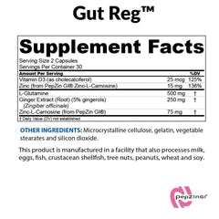 Close-up of Gut Reg capsules