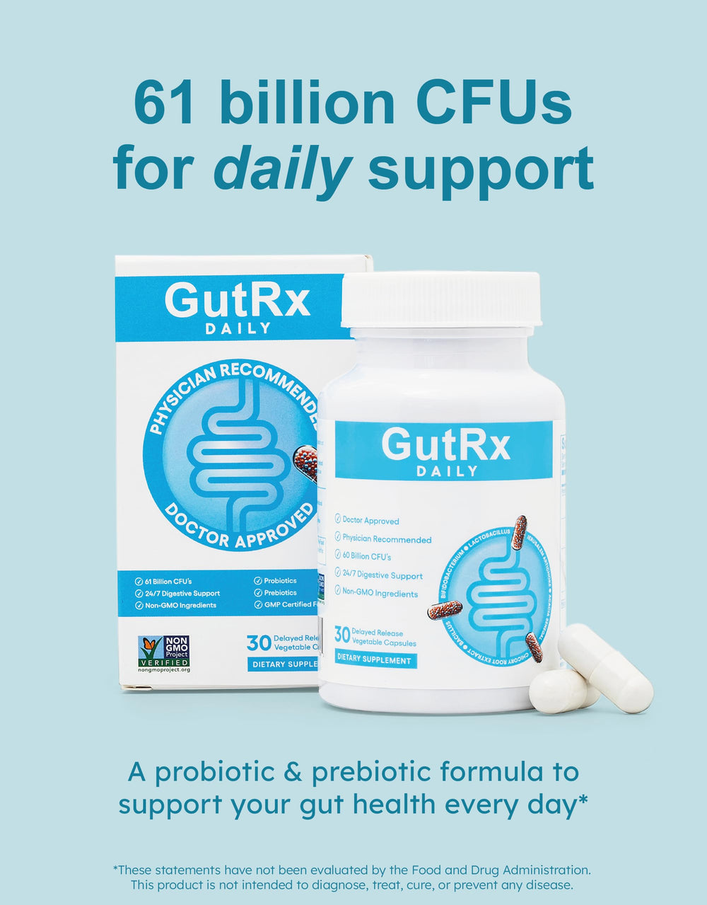 Label highlights 61B CFU and key probiotic strains