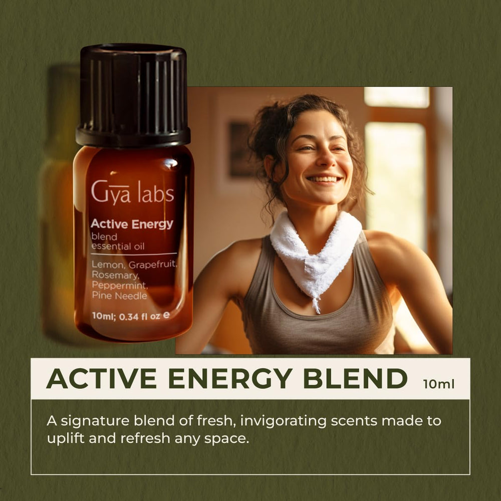 Diffuser setup with Gya Labs Active Energy blend for aromatherapy