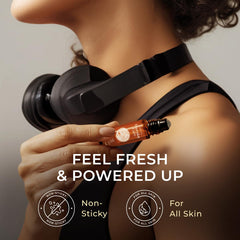 Gya Labs Active Energy Roll On bottle closeup shows amber purity for on-the-go revitalization