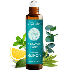 Gya Labs Breathe Essential Oil Roll On bottle label
