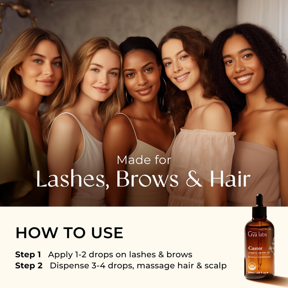 Castor oil being massaged into hair ends