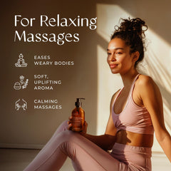 Destressing Massage Oil bottle label showing natural ingredients
