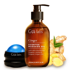 Gya Labs Ginger Massage Oil bottle with roller ball, 8.45 oz