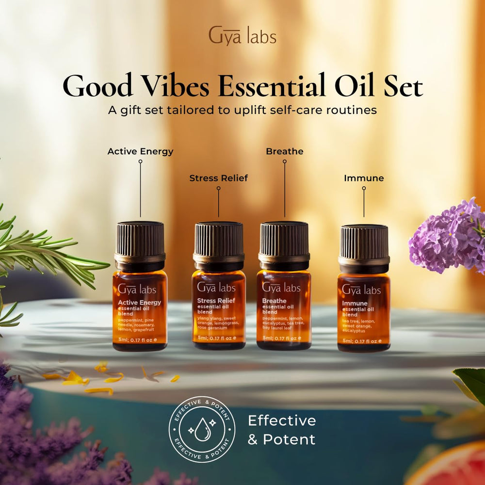 Eight essential oils from Gya Labs Good Vibes set