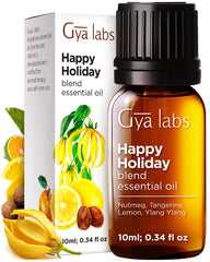 Gya Labs Holiday Essential Oil Blend bottle in amber glass