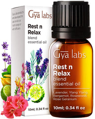 Gya Labs Rest N Relax essential oil blend bottle in amber glass 0.34 oz