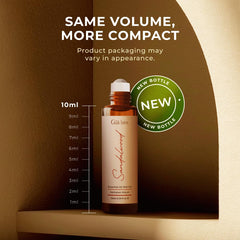 Sandalwood roll-on applied to dry skin areas for nourishment