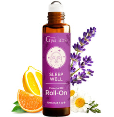 Amber glass bottle of Gya Labs Sleep Essential Oil Roll On 0.34 fl oz