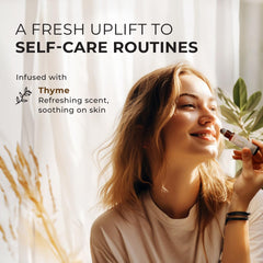 Close-up of Thyme Essential Oil Roll-On bottle
