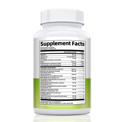 Product shot with capsules and bottle on white background