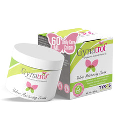 Gynatrof Vulva Moisture Cream bottle demonstrates daily hydration for sensitive skin.
