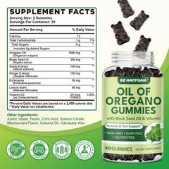 GZ HAOYUAN oregano gummies with black seed oil ingredients panel