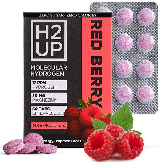 Front view of H2UP Sugar-Free Molecular Hydrogen Tablets bottle