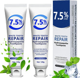 Two hydroxyapatite toothpaste tubes (2-pack) on white background