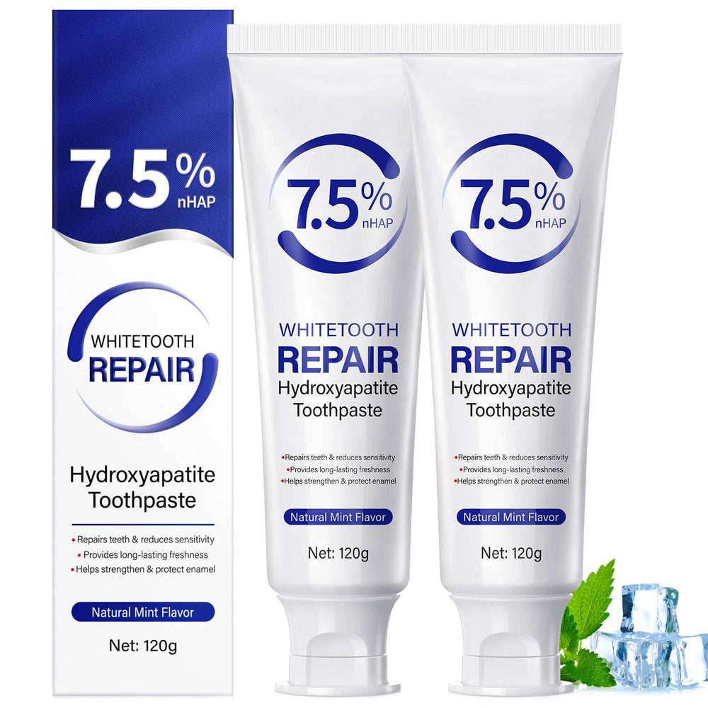 Hydroxyapatite toothpaste tube with gentle mint for enamel protection