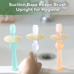 Suction base for upright hygienic storage