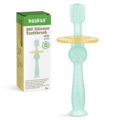 haakaa 360° Baby Toothbrush with suction base, blue, front view