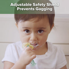 Adjustable choke-free safety shield shown in lowered position