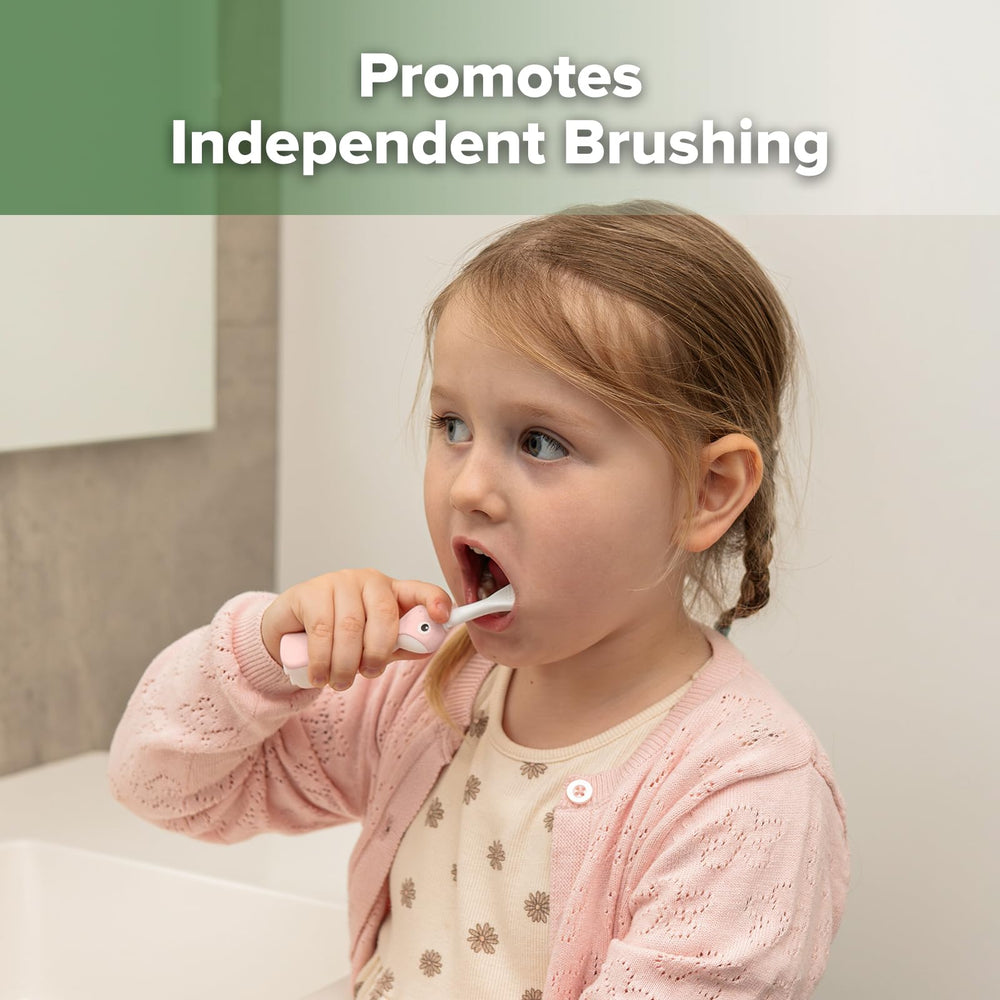 Close-up of ultra-soft bristles on Haakaa kids toothbrush