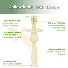 Soft silicone bristles designed for teething gums