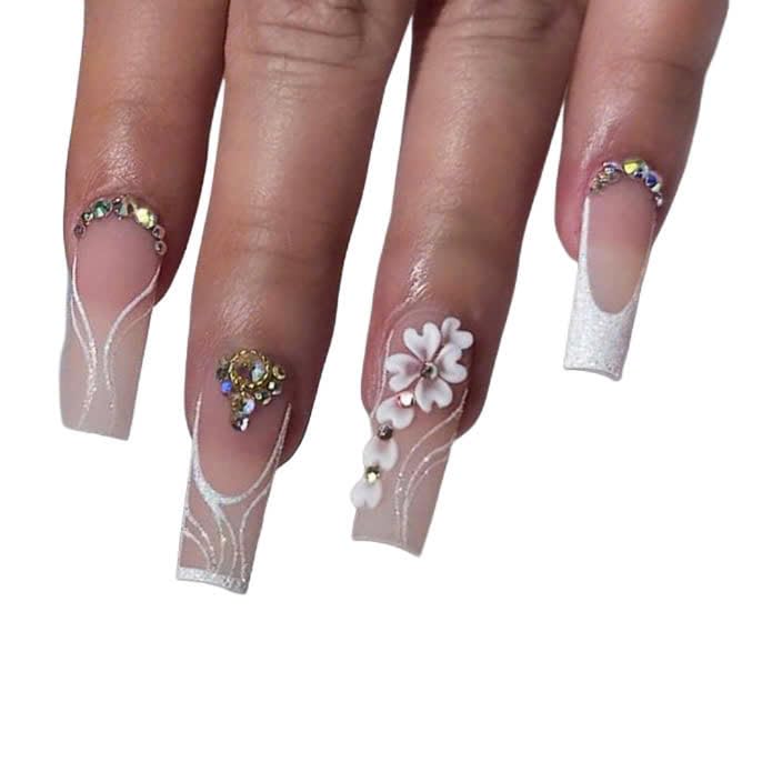 HaFLoNa white heart flowers kit elevates special occasion nails