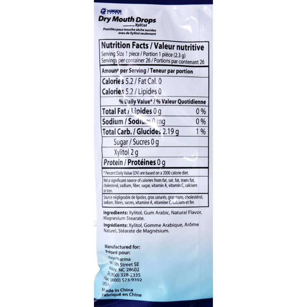 Hager Pharma Dry Mouth Drops Mint product with packaging and drops