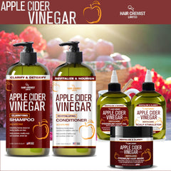 Hair Chemist Apple Cider Vinegar Scalp Stimulator closeup on hair strands before and after use