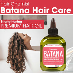 Hair Chemist Batana ingredients label showcases natural oils for hair nourishment.