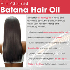 Hair Chemist Batana on hair application captures lightweight formula smoothing frizz.