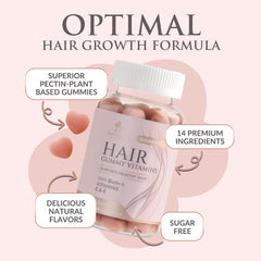 Hair vitamins gummy bottle shown for growth and nails