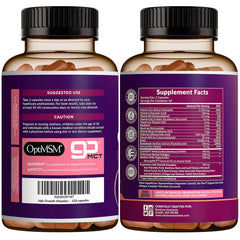 Hair Growth supplement with rainbow branding and logo