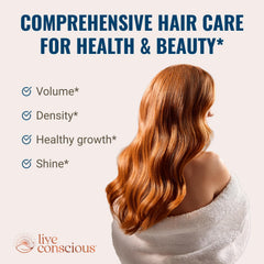 Close-up of Hair La Vie capsules in bottle