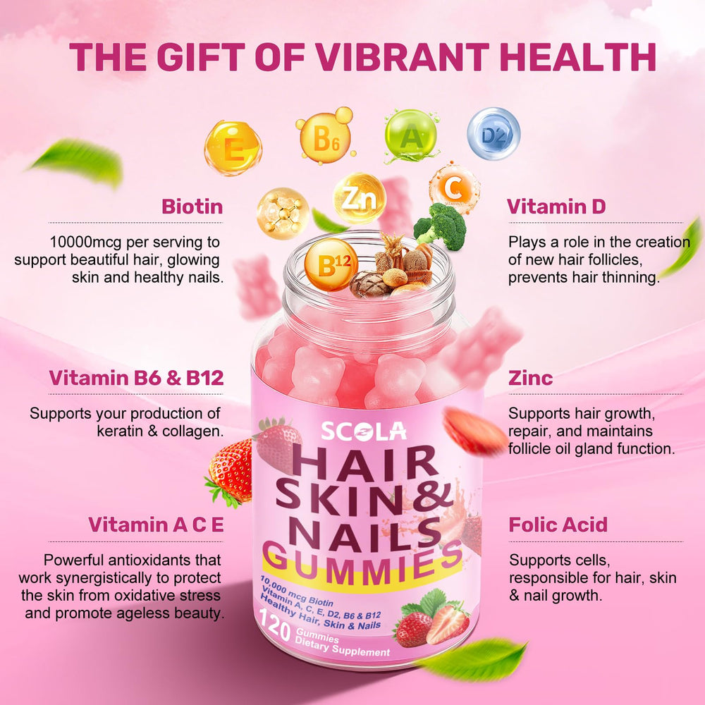 Gummy vitamins with fresh strawberries nearby