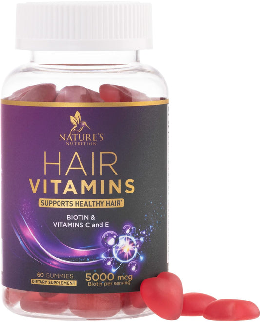 Bottle of Hair Vitamins Gummies with Biotin 5000 mcg