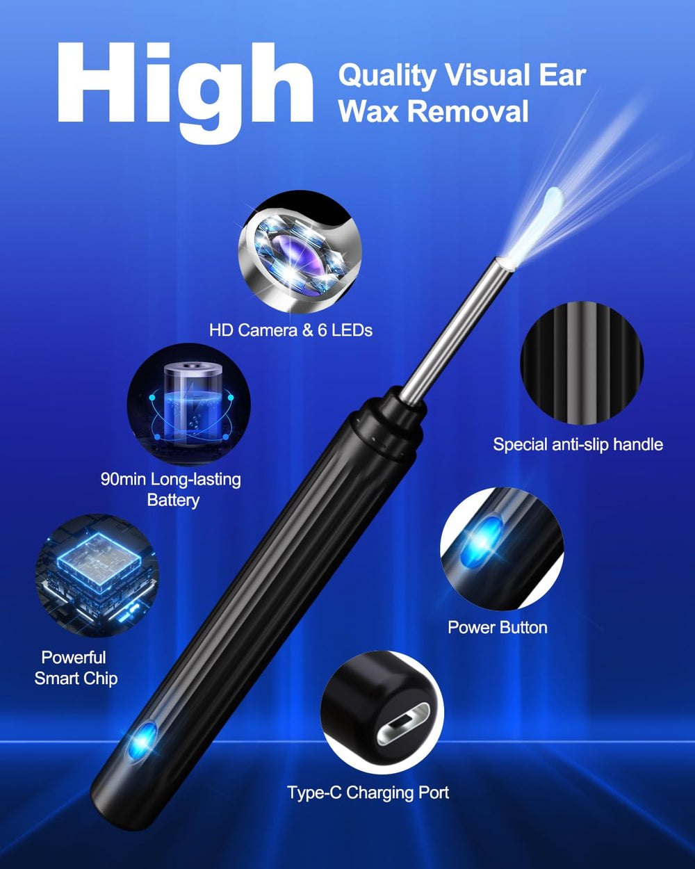 HaYiue ear cleaner 3.5mm lens reaches deep for thorough earwax checks