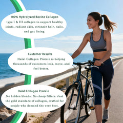 Halal certification logo on collagen protein packaging