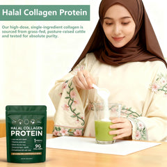 Nutrition facts panel for Halal Collagen Protein Powder