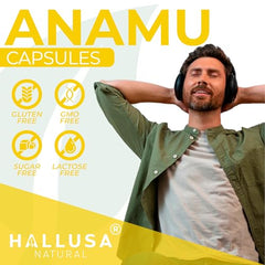 Product label highlighting 450 mg Anamu per capsule
