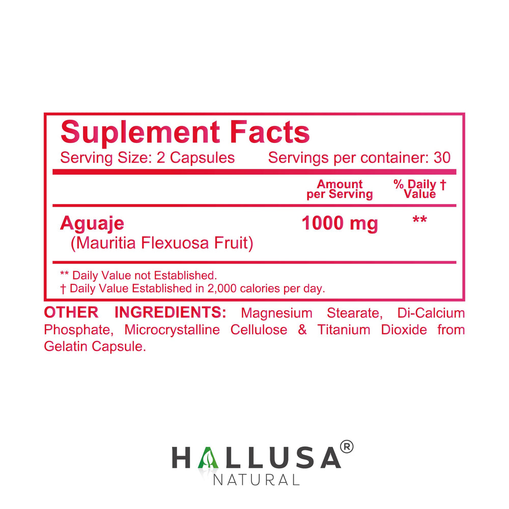 USA-made Hallusa Natural Aguaje product branding
