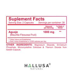 USA-made Hallusa Natural Aguaje product branding