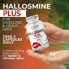 Front view of Hallusa Natural Hallosmine Plus packaging