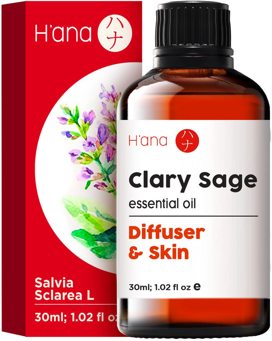 H'ana Clary Sage Essential Oil bottle 1.02 fl oz
