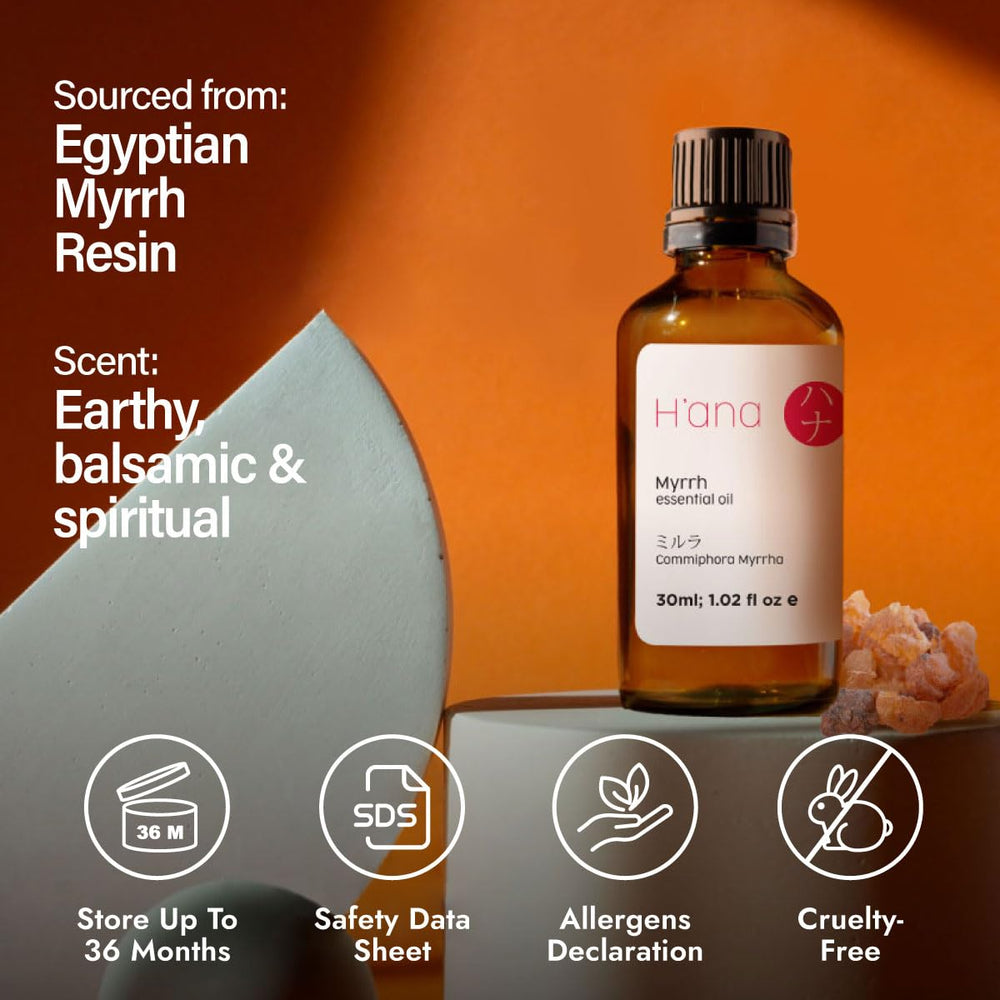 H'ana Myrrh essential oil packaging