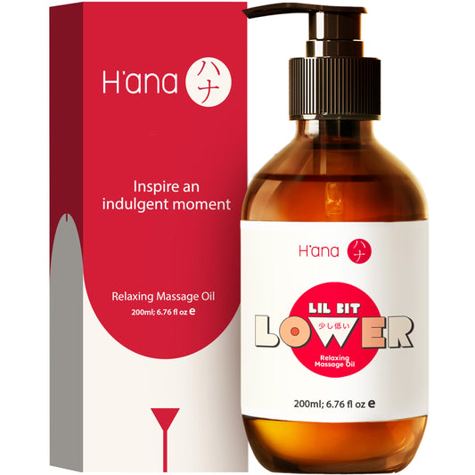Front view of H'ana Relaxing Massage Oil bottle (6.76 Fl Oz)