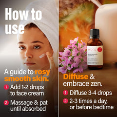 Self-care products featuring rose geranium essential oil