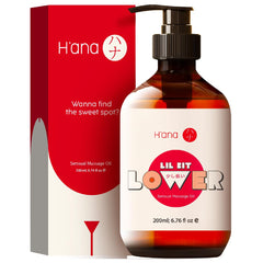 H'ana Sensual Massage Oil bottle with vanilla scent