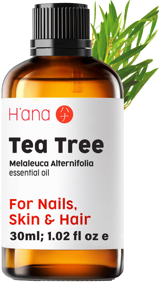 H'ana Tea Tree Essential Oil bottle front view